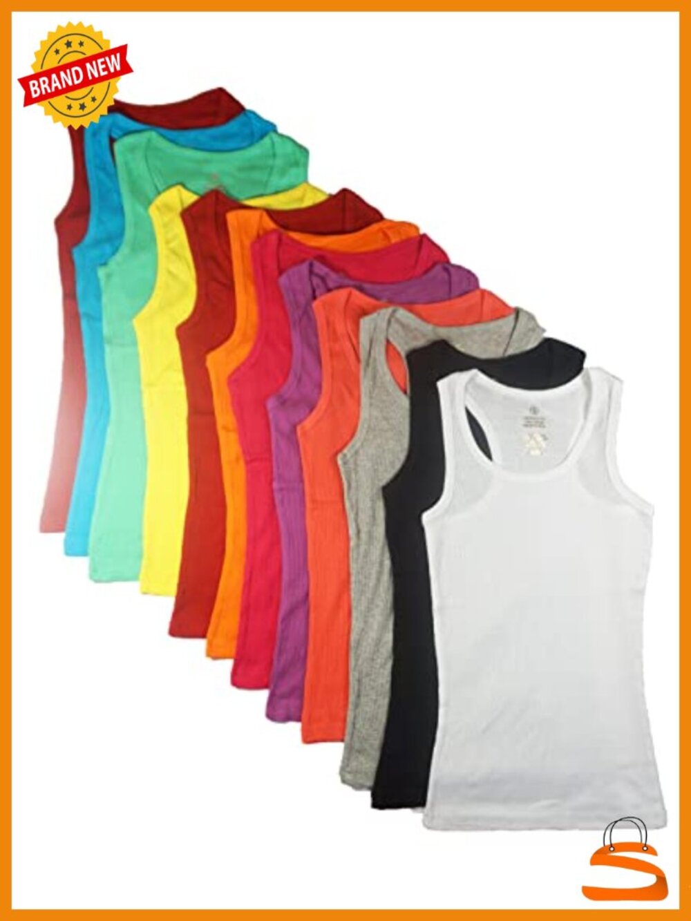 Women's Ribbed Cotton Slim Tank Tops 12-Pack